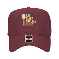 Eat Sleep Repeat T  Shirt Eat Sleep Ukulele Repeat Ukulele Headstock R Adjustable Baseball Cap | Artistshot