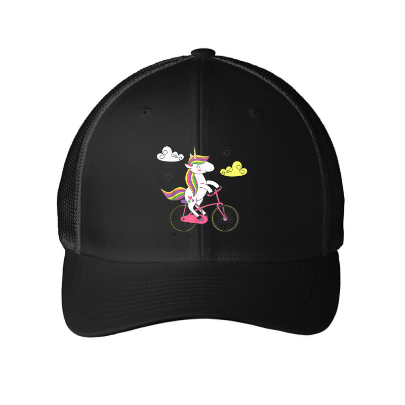 Funny Unicorn On Bike Work Out Biker Mesh cap by Posh | Artistshot