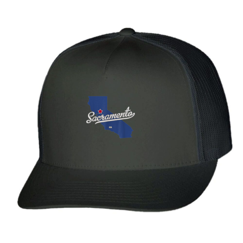 Sacramento California Ca Map T Shirt Trucker Cap | Artistshot