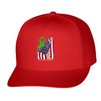 Tissue Donation Awareness Vintage American Flag Green Ribbon Sweatshir Trucker Cap | Artistshot