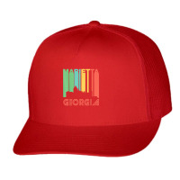 Retro 1970's Style Marietta Georgia Skyline T Shirt Trucker Cap | Artistshot