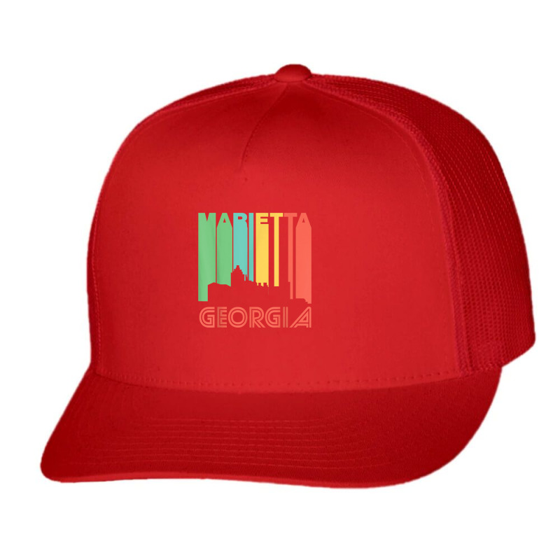 Retro 1970's Style Marietta Georgia Skyline T Shirt Trucker Cap | Artistshot