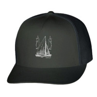 Sailing Boat, Sailing Boat Art, Sailing Boat Vintage, Sailing Boat Pai Trucker Cap | Artistshot