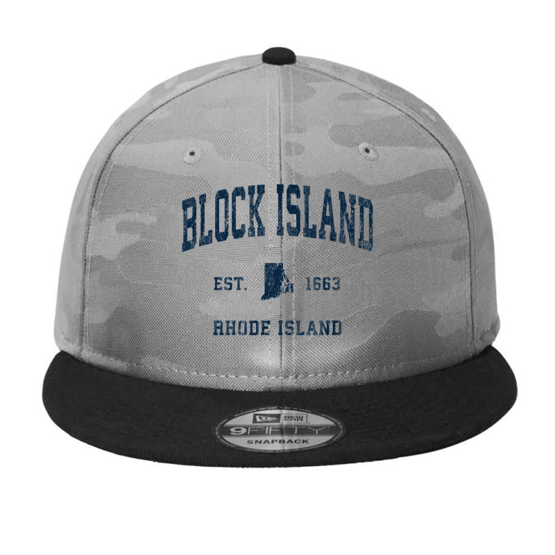 Block Island Rhode Island Ri Vintage Athletic Navy Sports De Camo Snapback by Clinical | Artistshot