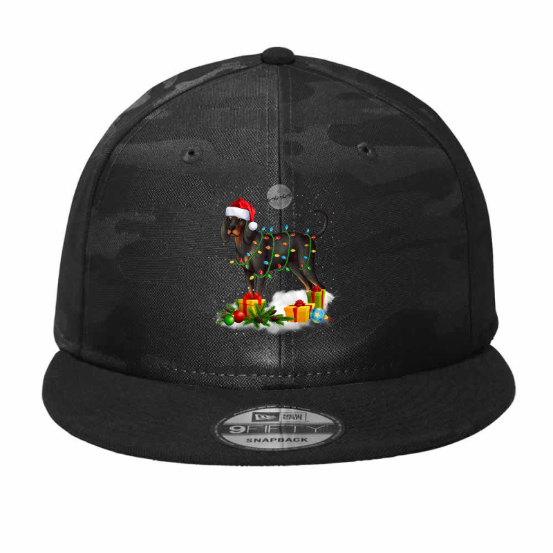 Funny Black And Tan Coonhound Dog Christmas Lights Santa Camo Snapback by Clinical | Artistshot