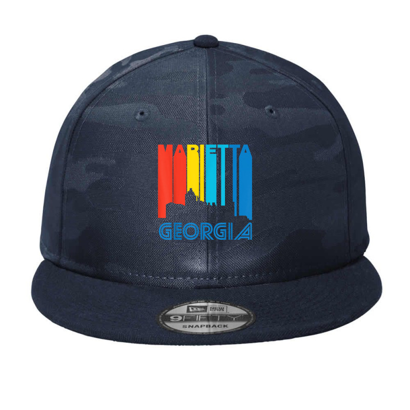 Retro 1970's Style Marietta Georgia Skyline T Shirt Camo Snapback | Artistshot