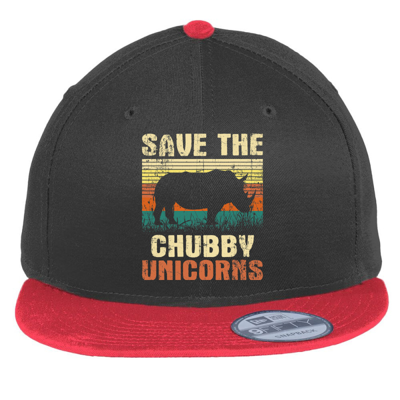 Save The Chubby Unicorns  Zoologist Rhino Lover Rhinoceros Flat Bill Snapback Cap by cm-arts | Artistshot