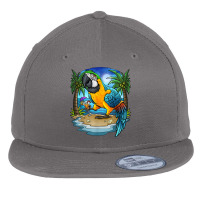 Blue And Gold Macaw Parrot Drinking Margaritas Vacation Bird T Shirt Flat Bill Snapback Cap | Artistshot