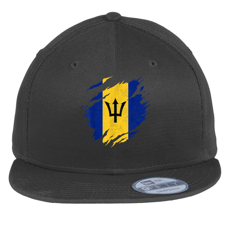 Barbados Flag Barbadian Pride Vintage Barbados Flat Bill Snapback Cap by pennyWelborn | Artistshot