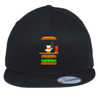 Burger Time Retro 80's Arcade Game Design Flat Bill Snapback Cap | Artistshot