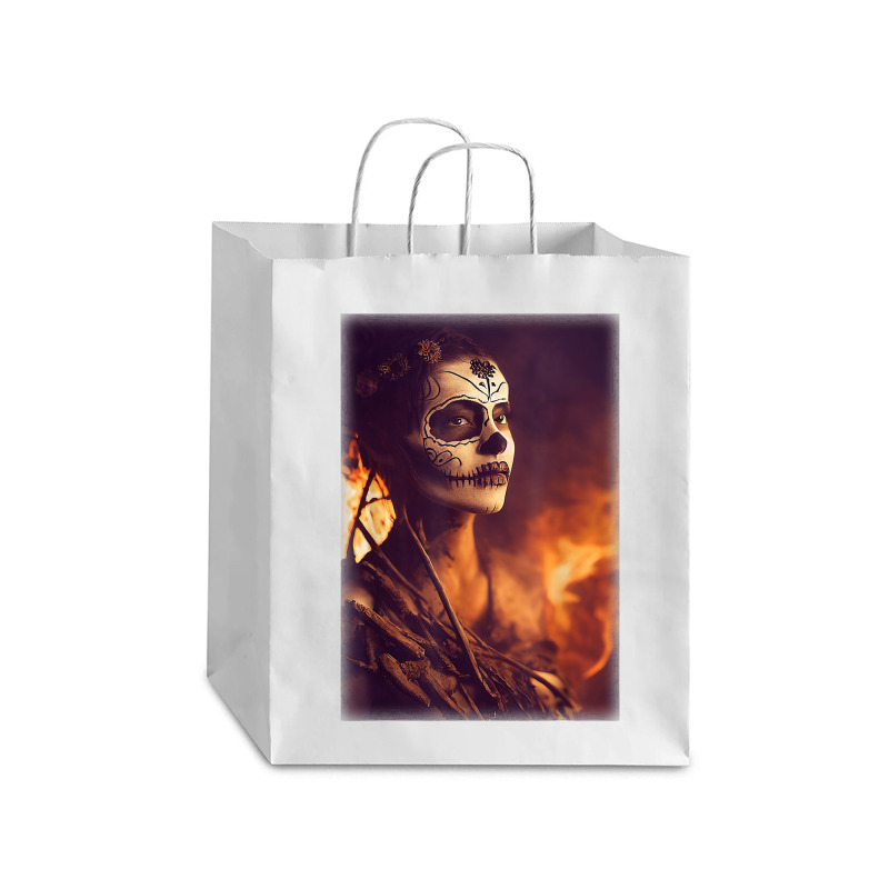 Beautiful Woman Warrior After A Battle With Skeletons T Shirt Debie Paper Bag - 10 X 5 X 13 | Artistshot