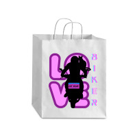 Biker And Best Cat Mom Motorcycle Rider Purple Debie Paper Bag - 10 X 5 X 13 | Artistshot