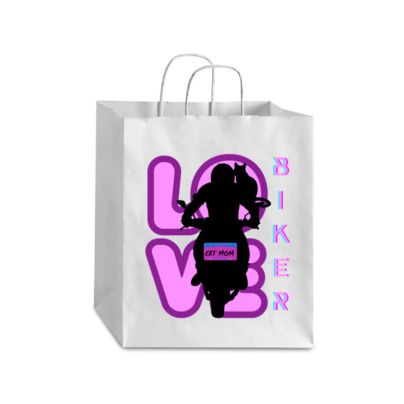 Biker And Best Cat Mom Motorcycle Rider Purple Debie Paper Bag - 10 X 5 X 13 | Artistshot