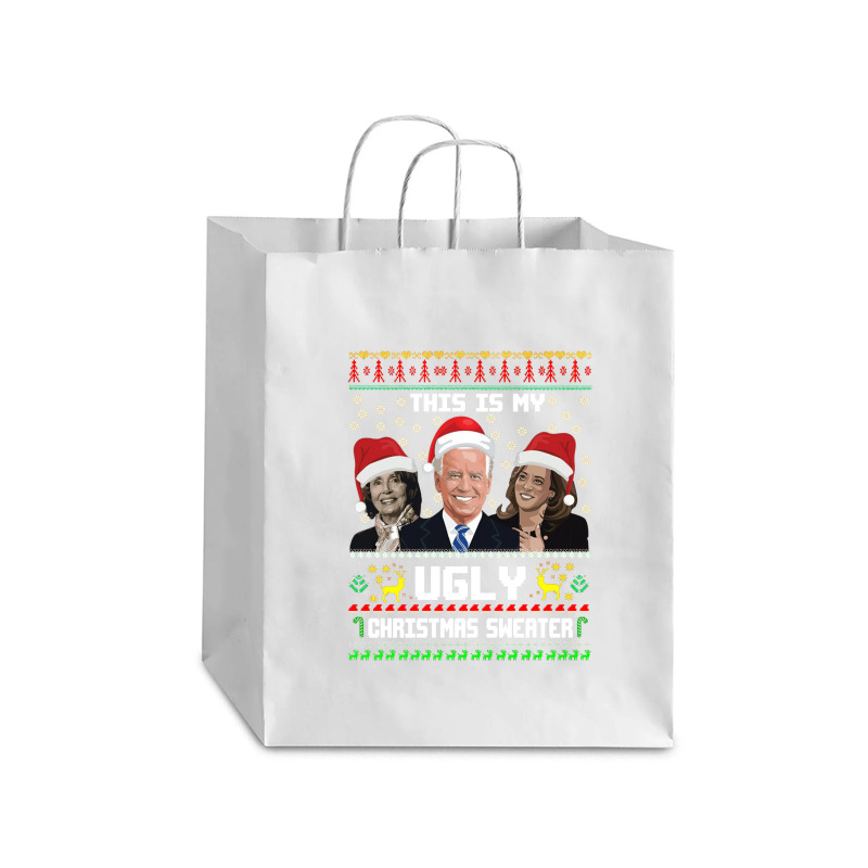 This Is My Ugliest Christmas Sweater Funny Joe Biden Kamala Sweatshirt Debie Paper Bag - 10 X 5 X 13 | Artistshot