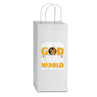 Jesus Christ Christian Lion Jesus Cross Id Rather Stand With God Knigh Double Wine Paper Bag - 6 1/2 X 3 1/2 X 12 3/8 | Artistshot