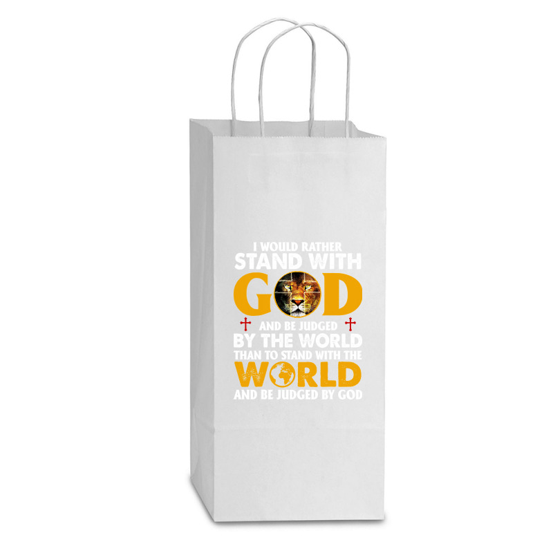 Jesus Christ Christian Lion Jesus Cross Id Rather Stand With God Knigh Double Wine Paper Bag - 6 1/2 X 3 1/2 X 12 3/8 | Artistshot