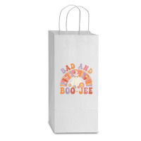 Retro Groovy Bad And Boo Jee Floral Ghost Halloween Hippie Double Wine Paper Bag - 6 1/2 X 3 1/2 X 12 3/8 | Artistshot