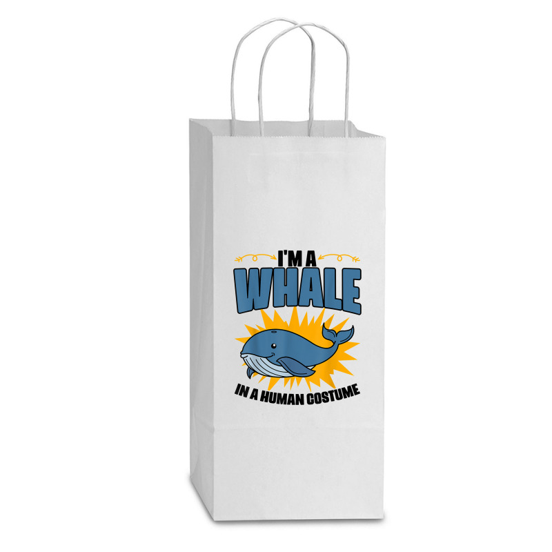 I'm A Whale In A Human Costume Sea Life Marine Biologist T Shirt Double Wine Paper Bag - 6 1/2 X 3 1/2 X 12 3/8 | Artistshot