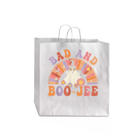 Retro Groovy Bad And Boo Jee Floral Ghost Halloween Hippie Jumbo Paper Bag - 18 X 7 X 18 3/4 | Artistshot