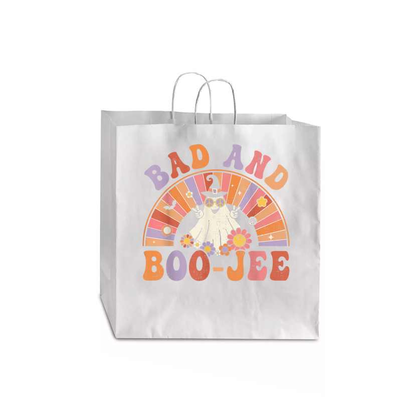 Retro Groovy Bad And Boo Jee Floral Ghost Halloween Hippie Jumbo Paper Bag - 18 X 7 X 18 3/4 | Artistshot