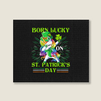 Born Lucky On St Patricks Day Girl St Patrick's Day Unicorn Landscape Canvas Print | Artistshot