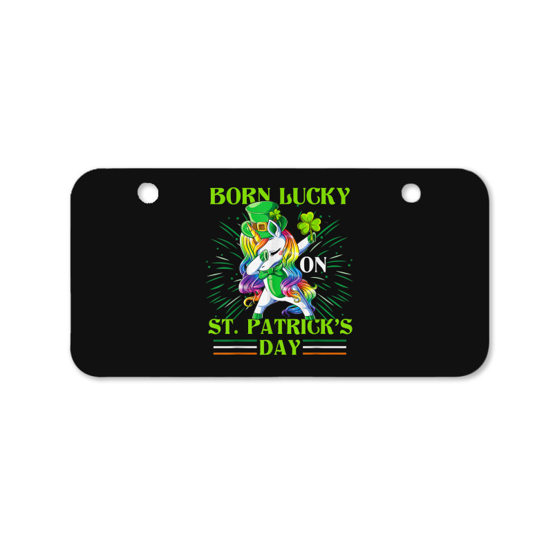 Born Lucky On St Patricks Day Girl St Patrick's Day Unicorn Bicycle License Plate | Artistshot