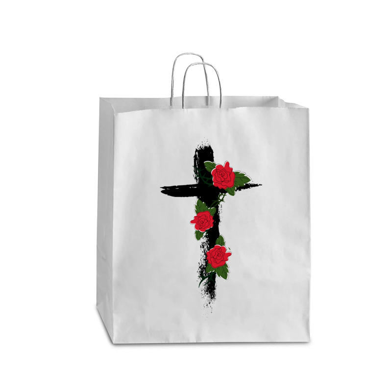 Red Vine Roses Cross Queen Paper Bag - 16 X 6 X 19 1/4 | Artistshot