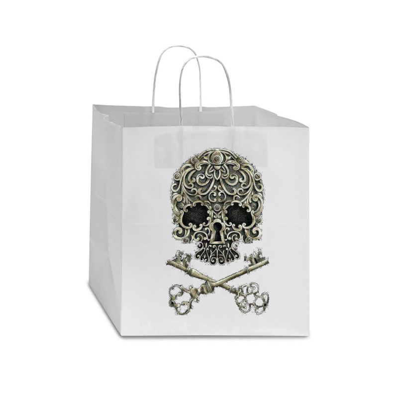 Skull And Two Keys Tshirt Classique Star Paper Bag - 13 X 7 X 13 | Artistshot