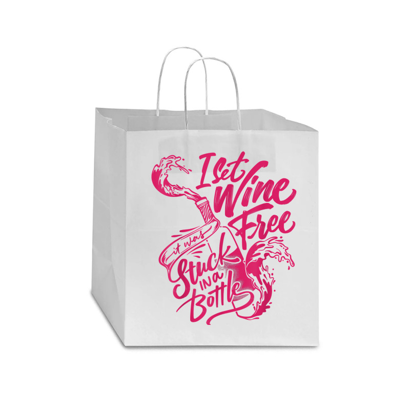 I Set Wine Free – Funny Winemaker Wine Lovers Wine Making T Shirt Star Paper Bag - 13 X 7 X 13 | Artistshot