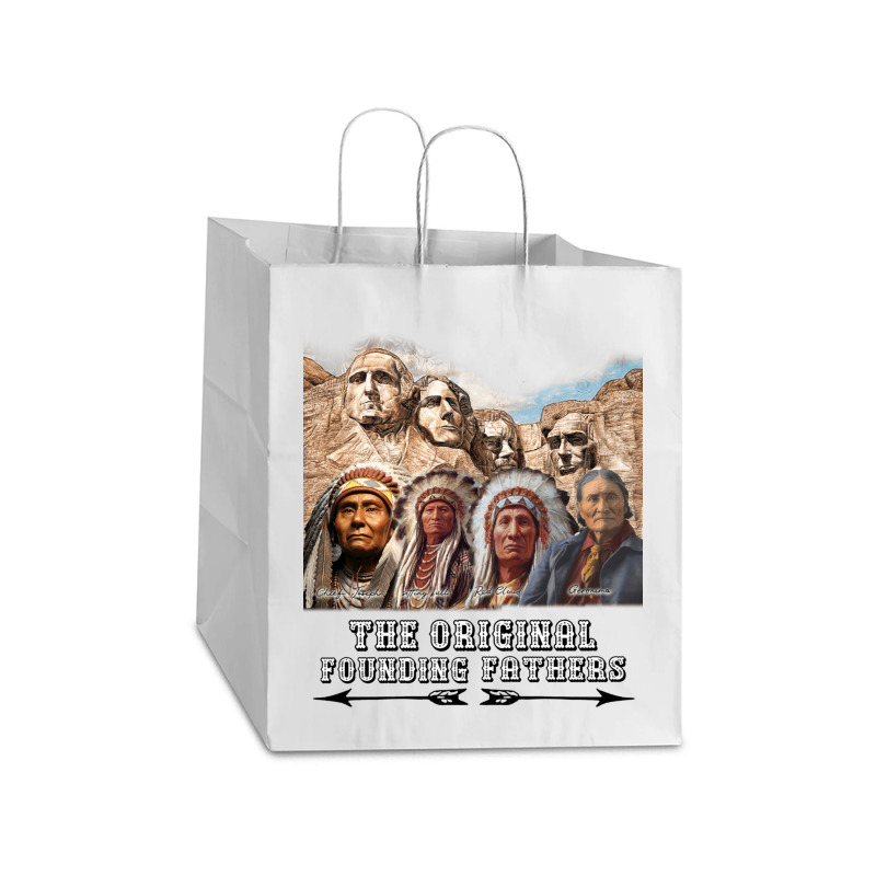 Original Founding Fathers Native American Long Sleeve T Shirt Take Out Paper Bag - 14 X 10 X 15 1/2 | Artistshot