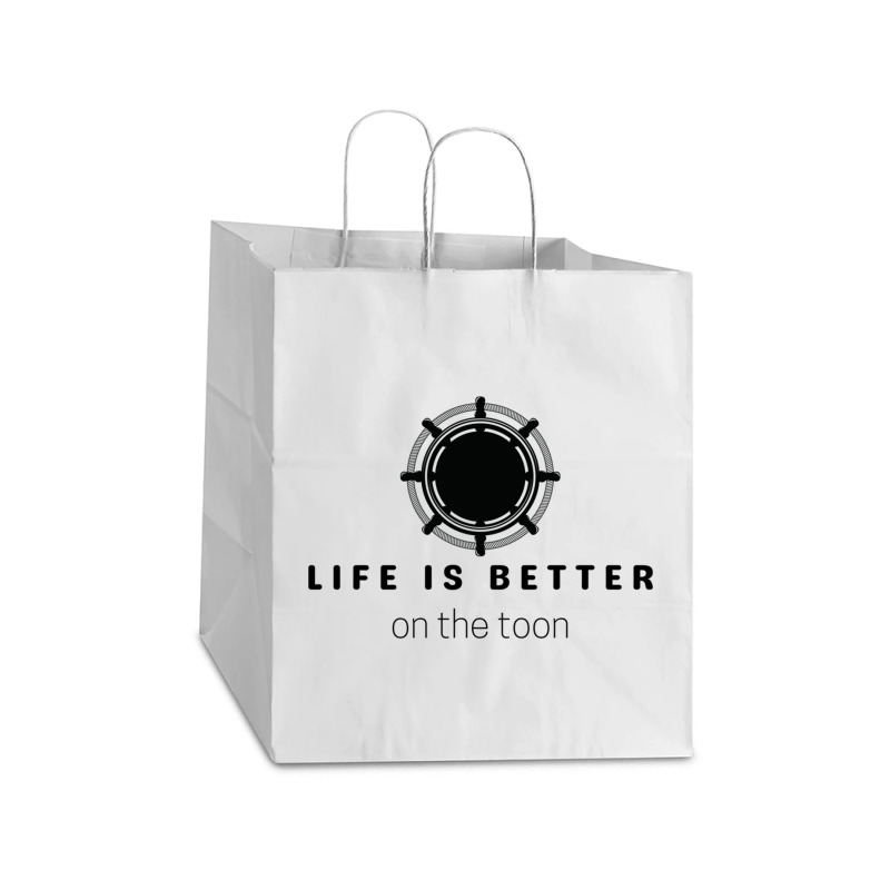 Life Is Better On The Toon Pontoon Take Out Paper Bag - 14 X 10 X 15 1/2 | Artistshot