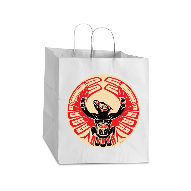 Bird Phoenix Thunderbird With Raised Wings, Native American Style Take Out Paper Bag - 14 X 10 X 15 1/2 | Artistshot