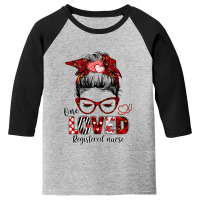 Messy Bun Hair One Loved Registered Nurse Valentine's Day Youth 3/4 Sleeve | Artistshot