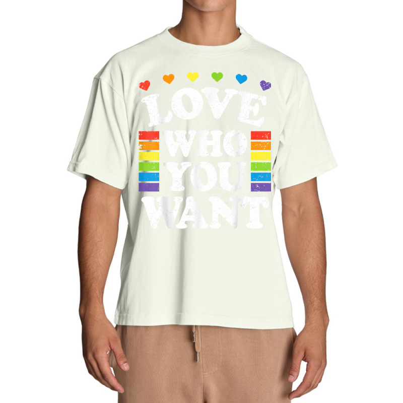 Love Who You Want Rainbow Lgbtq Heart Price Proud Rainbow T Shirt Urban Heavy T-shirt | Artistshot