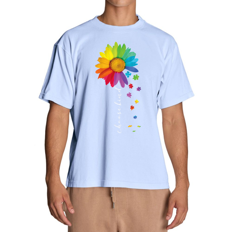 Womens Choose Kind Autism Awareness Rainbow Sunflower Warrior Gifts V Urban Heavy T-shirt | Artistshot