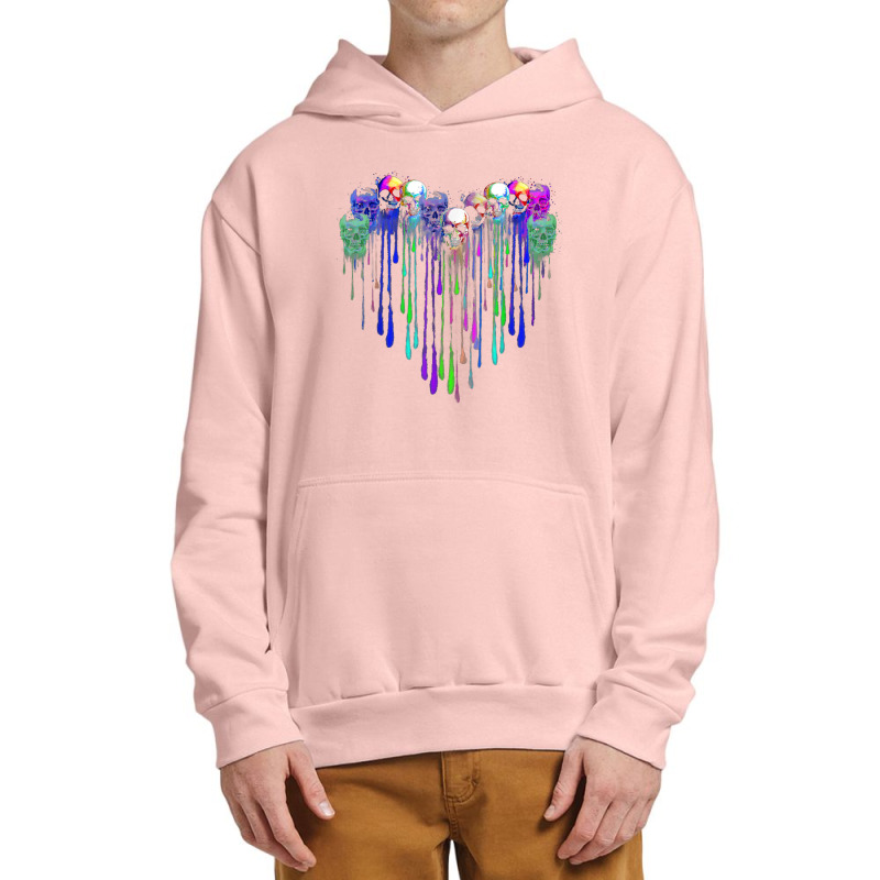 Colorful Heart Skull Dripping Urban Pullover Hoodie | Artistshot