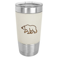 Simple Line Art Grizzly Bear Illustration Leatherette Tumbler | Artistshot