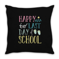 Happy Last Day Of School Flip Flops Glasses Summer Teacher Throw Pillow | Artistshot