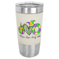 Peace Love King Cake Mardi Gras Men Women Kids Leatherette Tumbler | Artistshot