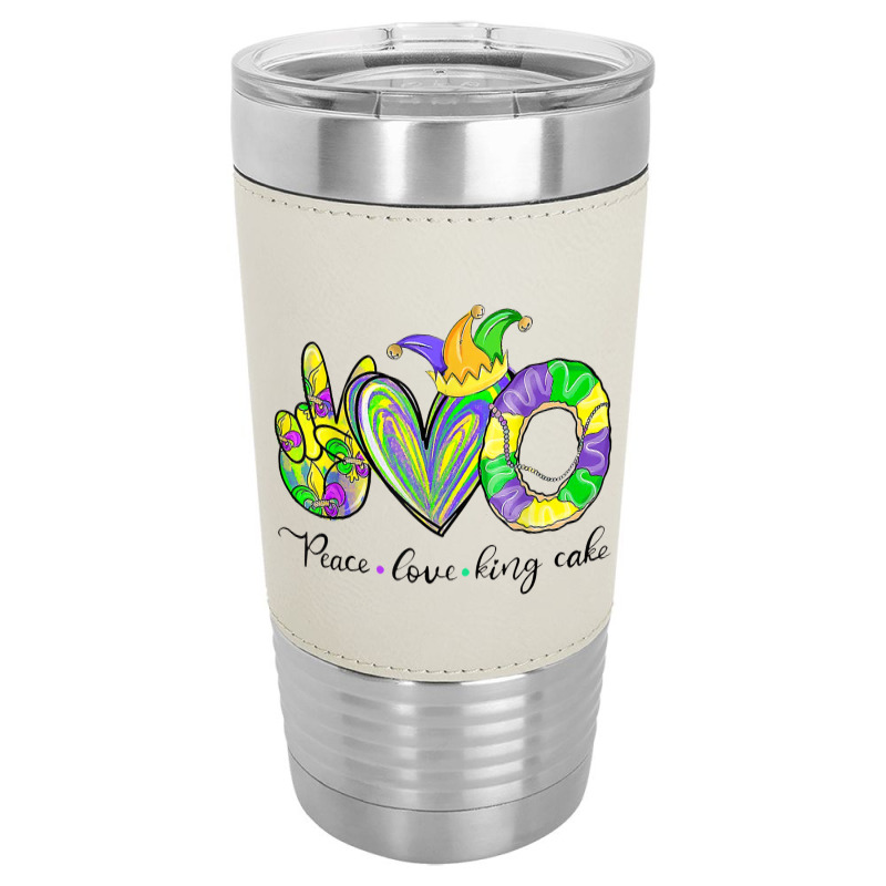 Peace Love King Cake Mardi Gras Men Women Kids Leatherette Tumbler | Artistshot