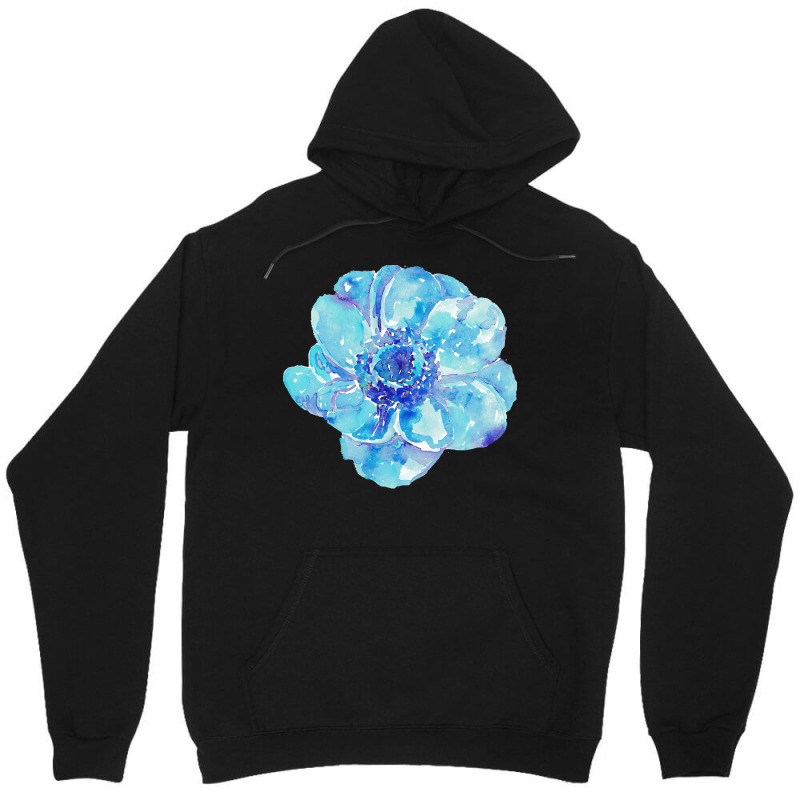 Blue Anemone Flower Painting Red Green Flower Red Green Abstract Water Unisex Hoodie by regulateswitch | Artistshot