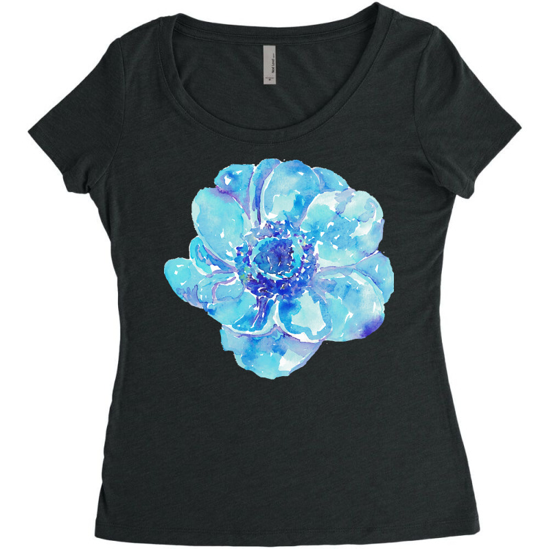 Blue Anemone Flower Painting Red Green Flower Red Green Abstract Water Women's Triblend Scoop T-shirt by regulateswitch | Artistshot