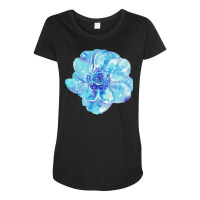 Blue Anemone Flower Painting Red Green Flower Red Green Abstract Water Maternity Scoop Neck T-shirt | Artistshot