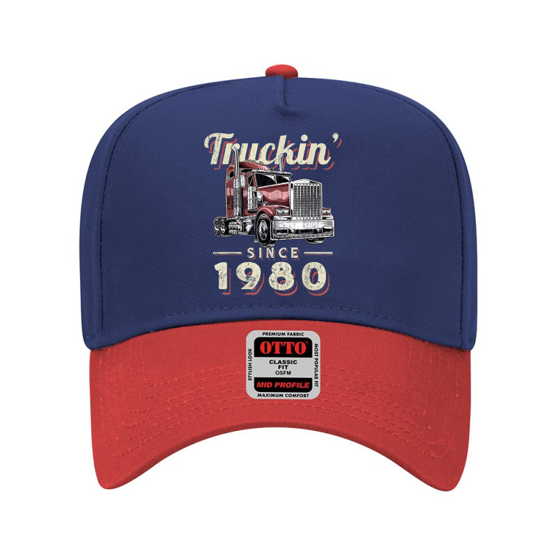 Truckin Since 1980 Trucker Big Rig Driver 42nd Birthday T Shirt Adjustable Baseball Cap by nazhirgoodie | Artistshot