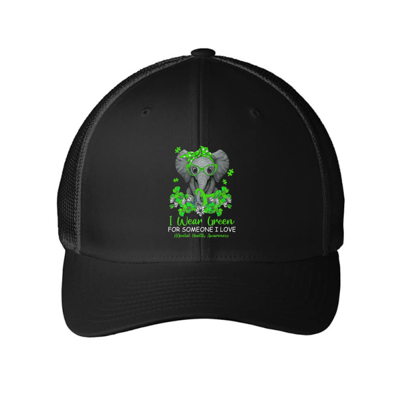 I Wear Green Tal Health Awareness Ribbon Elephant Mesh cap by Kenlofu52 | Artistshot