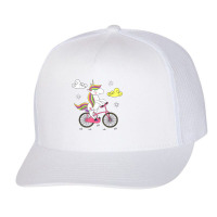 Funny Unicorn On Bike Work Out Biker Trucker Cap | Artistshot