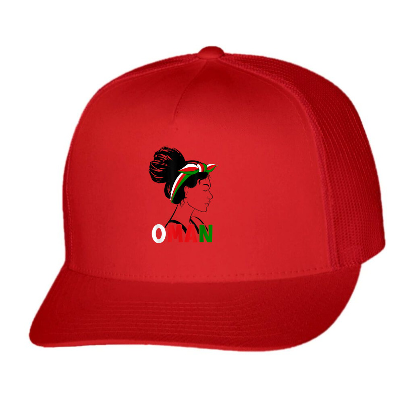 Messy Bun Oman Flag Omani For Girls Womens T Shirt Trucker Cap by cm-arts | Artistshot