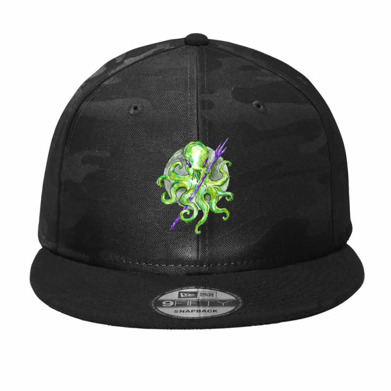 Green Octopus With Purple Trident, Green Octopus With Purple Trident V Camo Snapback | Artistshot