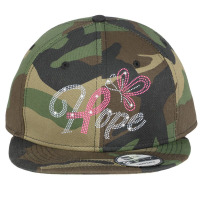 Rhinestone Template Hope Pink Ribbon Butterfly Flat Bill Snapback Cap | Artistshot