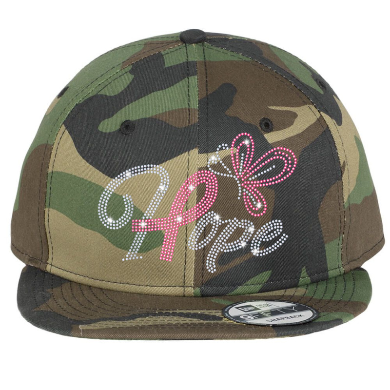 Rhinestone Template Hope Pink Ribbon Butterfly Flat Bill Snapback Cap by Bewitch | Artistshot